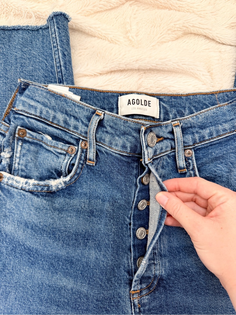 Agolde Riley High Rise Straight Crop Jeans medium wash Sz 24 women’s - Picture 5 of 8